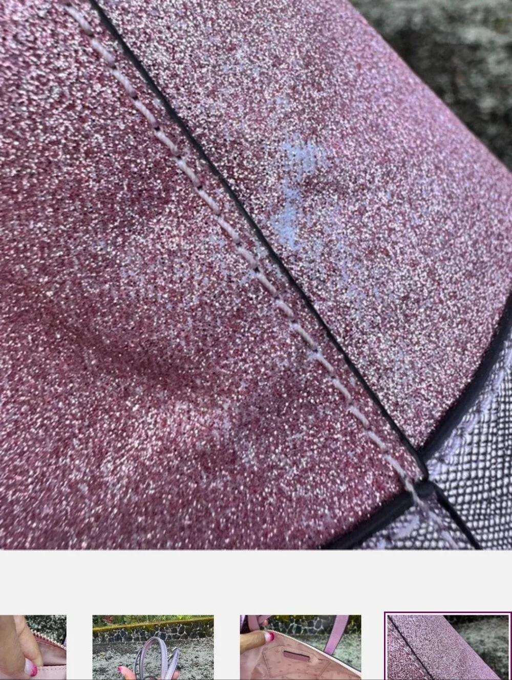 Kate Spade Pink Glitter Satchel Crossbody Bag Metallic Lavender Glitter Purse